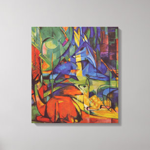 Deer in the Forest II by Franz Marc, Vintage Art Canvas Print