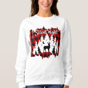 Deer In the Forest Red Black Buffalo Plaid Sweatshirt