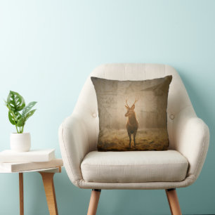 Deer in the forest throw pillow
