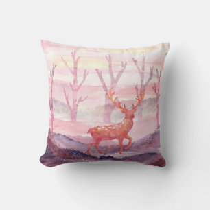 Deer in the forest throw pillow