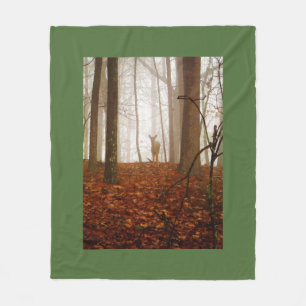 Deer in the Mist Fog Fleece Blanket