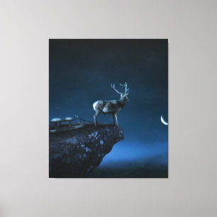 deer in the moonlight canvas print