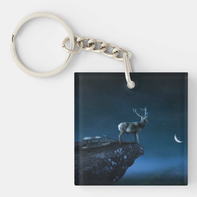 deer in the moonlight keychain (Front)