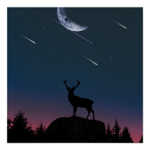 deer in the moonlight poster