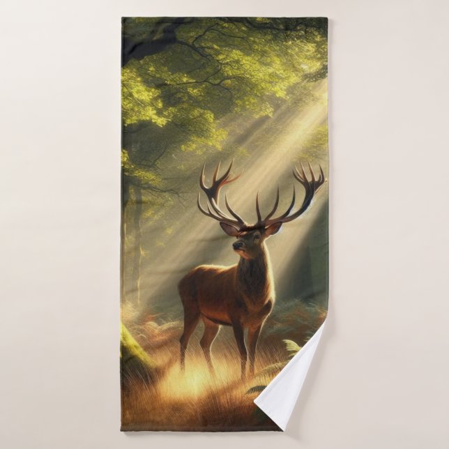 Deer in the morning forest bath towel (Bath Towel)