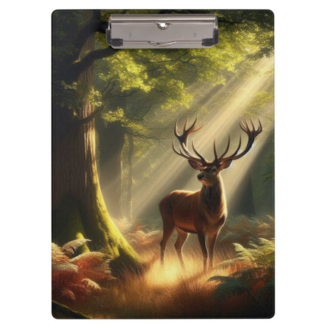 Deer in the morning forest clipboard (Front)
