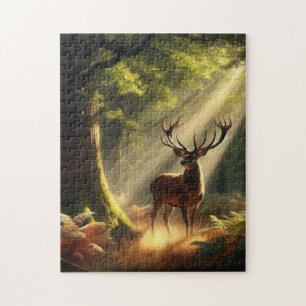 Deer in the morning forest jigsaw puzzle