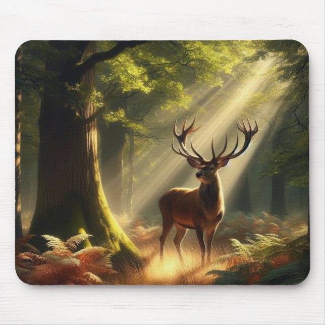Deer in the morning forest mouse pad (Front)