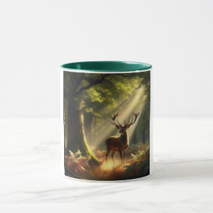Deer in the morning forest mug
