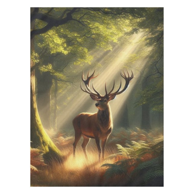 Deer in the morning forest tablecloth (Front)