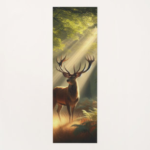 Deer in the morning forest yoga mat