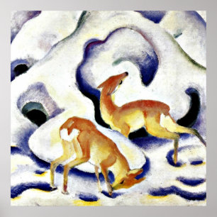 Deer in the Snow by Franz Marc Poster