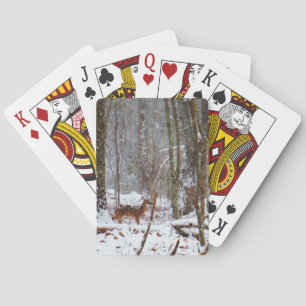 Deer in the snow fall playing cards