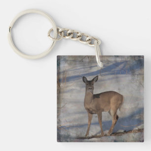 Deer in the snow keychain