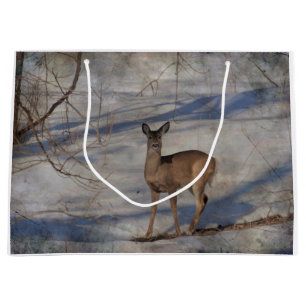 Deer in the snow large gift bag