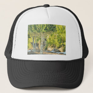 Deer in the snow trucker hat
