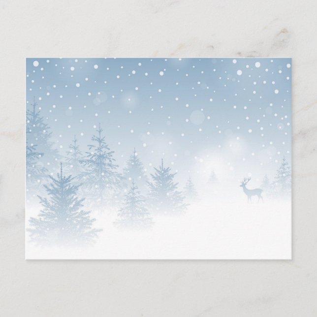 Deer in the Snowy Forest Postcard (Front)