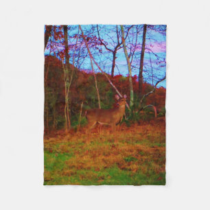 Deer in the trees fleece blanket