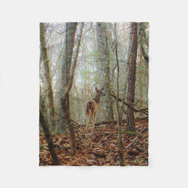 Deer in the trees fleece blanket (Front)