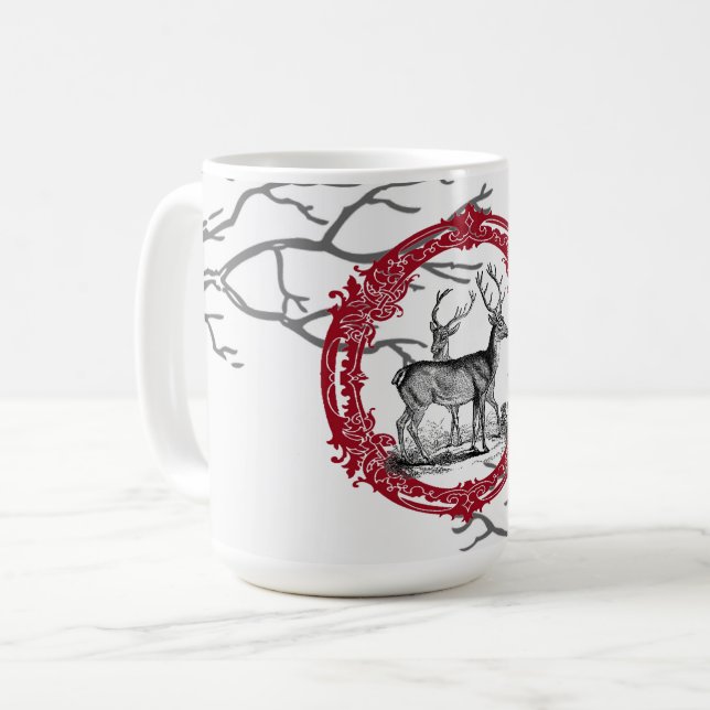 Deer in Winter Forest Christmas Mug (Front Left)