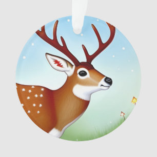 Deer in Winter Wonderland Scene Ornament