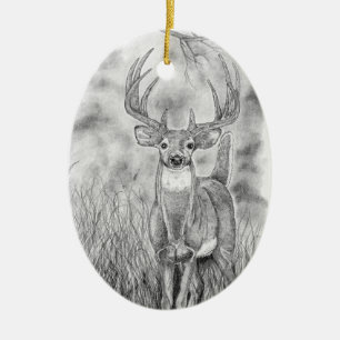 Deer in Woods Ceramic Ornament