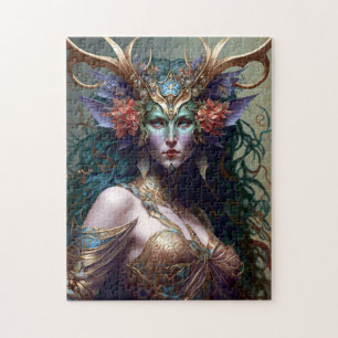 Deer Lady Fantasy Art Jigsaw Puzzle