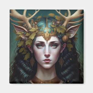 Deer Lady Imaginaire Magnet d'art
