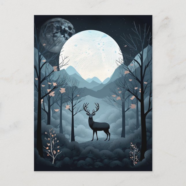 Deer Landscape Fantasy Whimsical Surreal Postcard (Front)