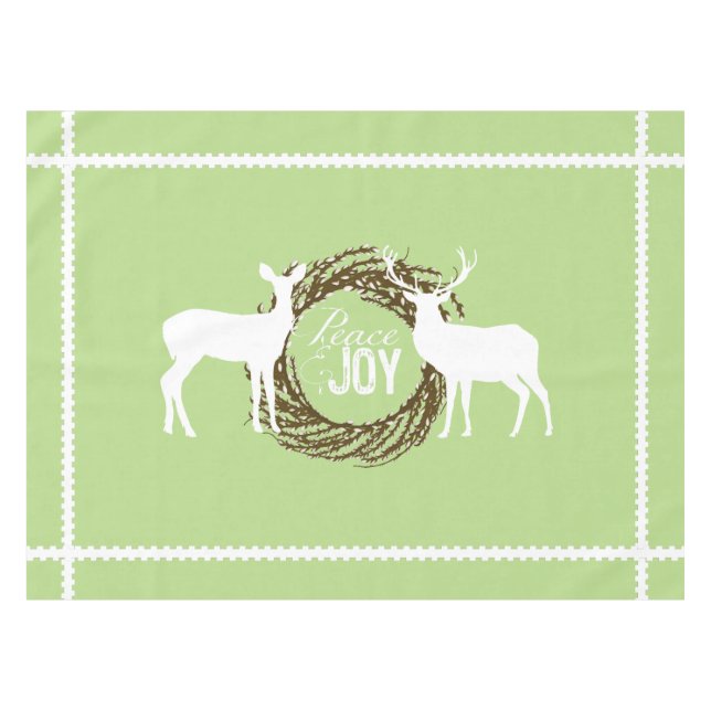 Deer Light Green Peace Joy Wreath Nappe (Devant (Horizontal))