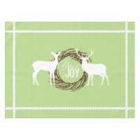 Deer Light Green Peace Joy  Wreath Tablecloth