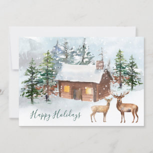 Deer, log cabine Noël Fête Appartement Carte de vo