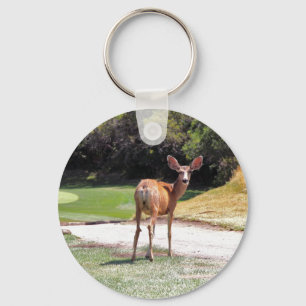 deer looking at the camera nature keychain