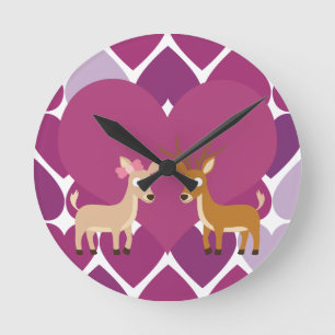 Deer Love Round Clock