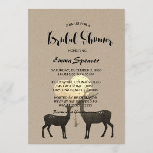 Deer Love Woodland Winter Fall Bridal Shower Invitation