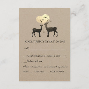 Deer Love Woodland Winter Fall Wedding RSVP Card