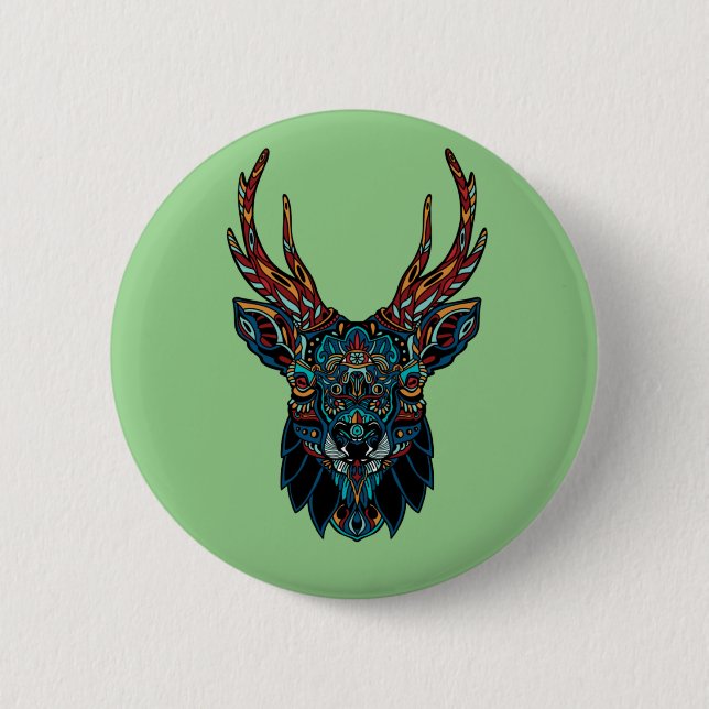 Deer Mandala  2 Inch Round Button (Front)