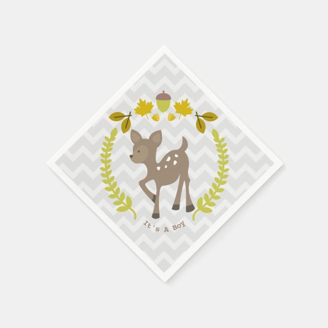 Deer Modern Boy Baby Shower Napkins (Corner)