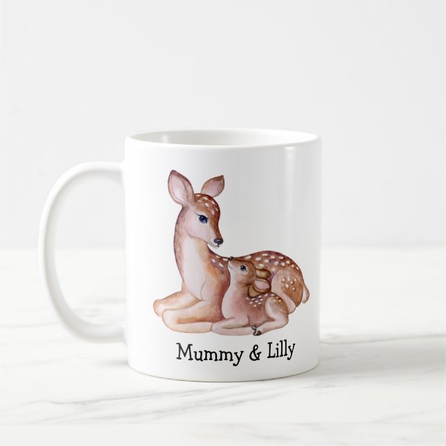 Deer Mom & Baby - Adorable Mug Custom (Gauche)