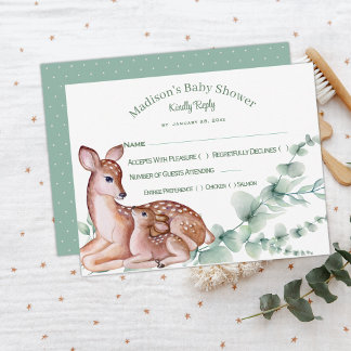Deer Mom Fawn Baby Shower Response Card
