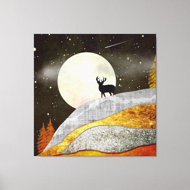 Deer Moon Landscape Canvas Print (Front)