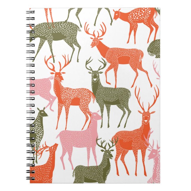 Deer Motif: Decorative Seamless Pattern Notebook (Front)