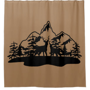 Deer & Mountains Silhouette