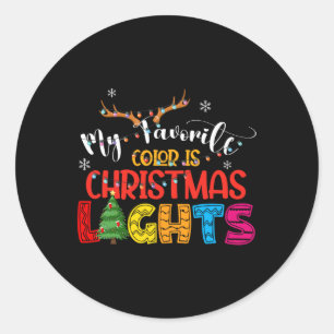 Deer My Favourite Colour Is Christmas Lights Happy Classic Round Sticker