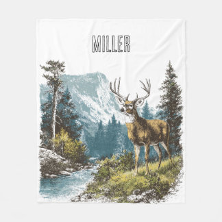 Deer Nature  Fleece Blanket