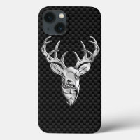 Deer on Carbon Fibre Style Print