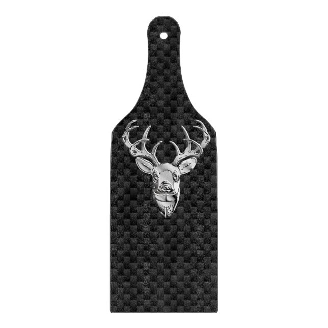 Deer on Carbon Fibre Style Print Cutting Board (Front)