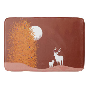 Deer on Moon Lit Hill  Bath Mat