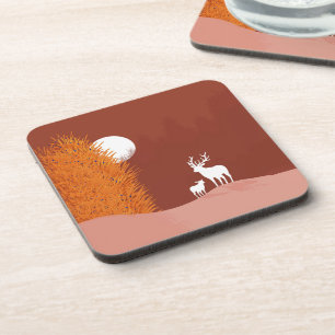 Deer on Moon Lit Hill Coaster