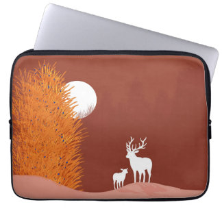 Deer on Moon Lit Hill Laptop Sleeve